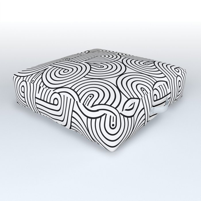 Knot Geometric Black and White Pattern Outdoor Floor Cushion