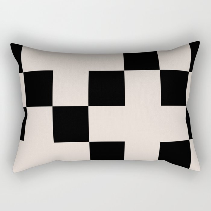 Checker Black Beige  Rectangular Pillow