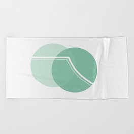 green circles, Minimal line, pastel art Beach Towel