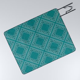 Teal Bandana Pattern Picnic Blanket