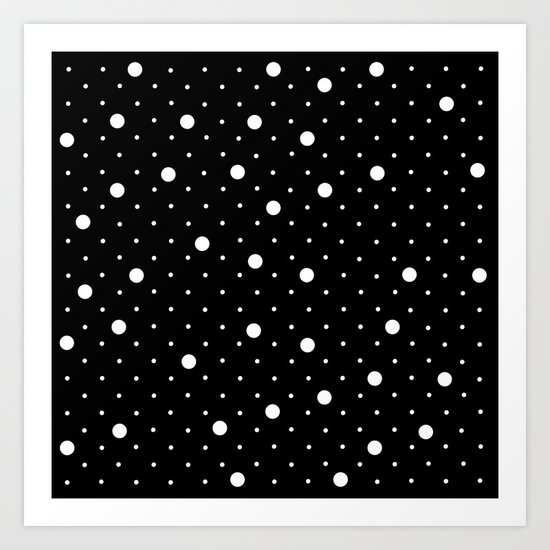 Pin Point Polka Dots White on Black Art Print