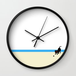 Whimsical Fun Modern Art - Dog Beach Wall Clock