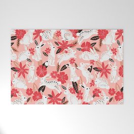 Bunnies & Blooms – Pink & Black Welcome Mat