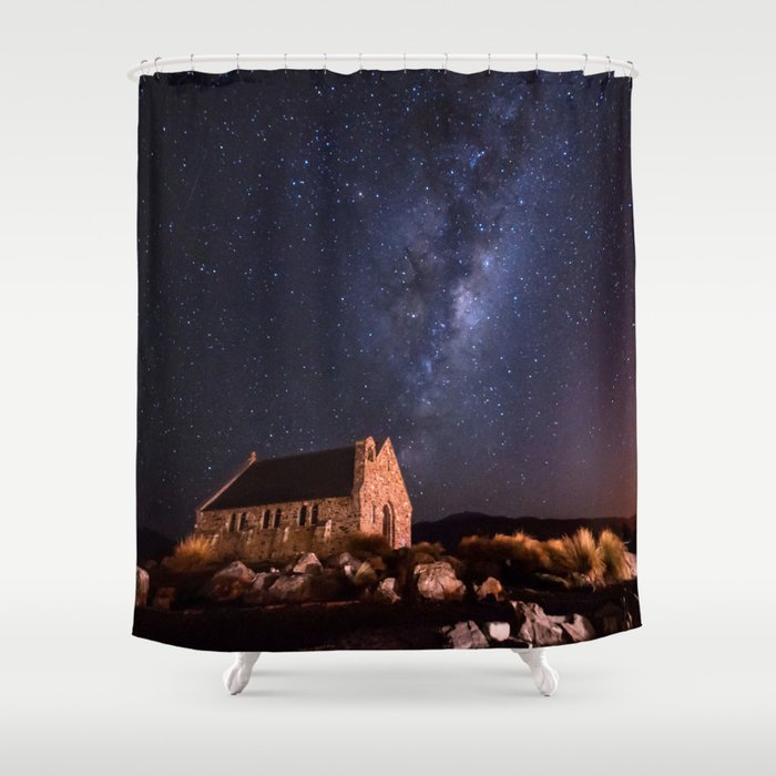 Lake Tekapo, New Zealand Night Sky Shower Curtain