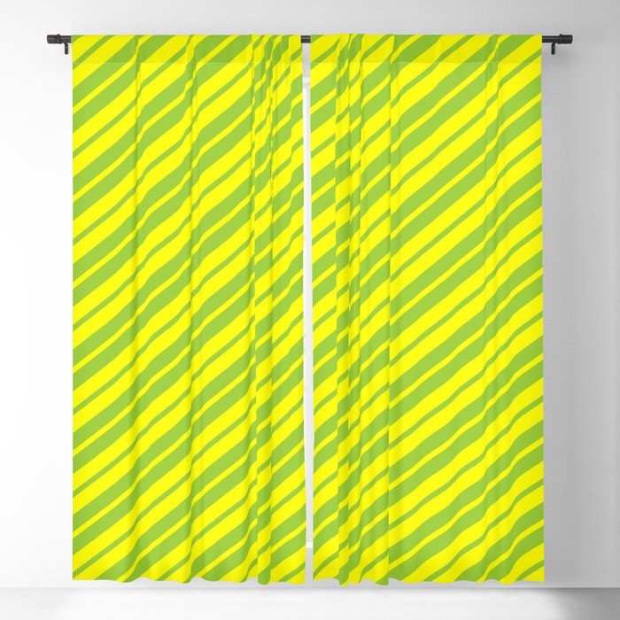 Green and Yellow Colored Stripes/Lines Pattern Blackout Curtain