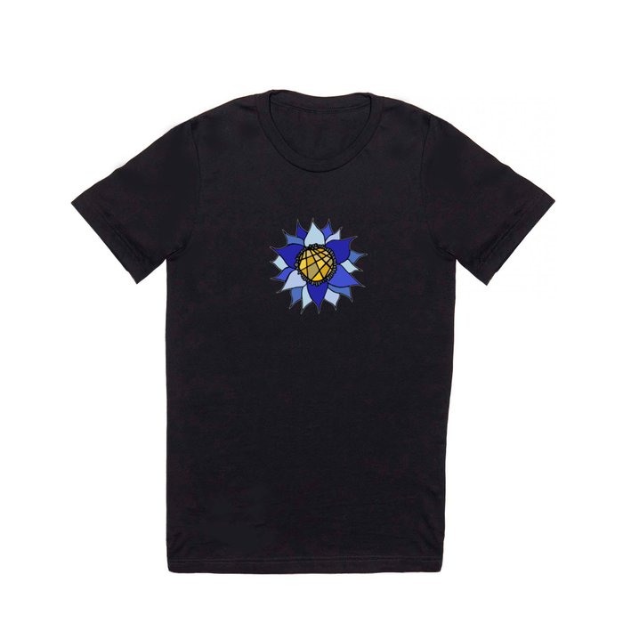 Blue Abstract Flower T Shirt