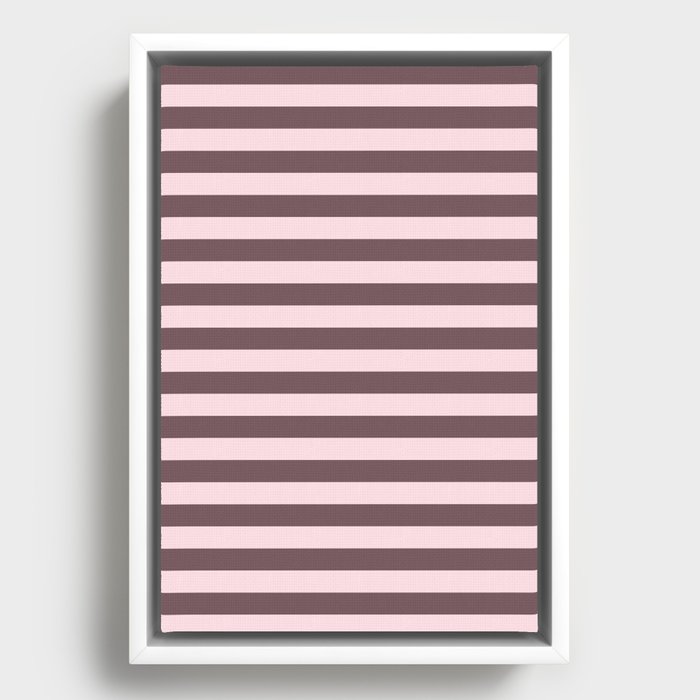 Pink and Brown Stripes Framed Canvas