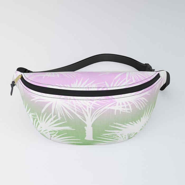 70’s Tie Dye Ombre Palm Trees Pink and Green Fanny Pack