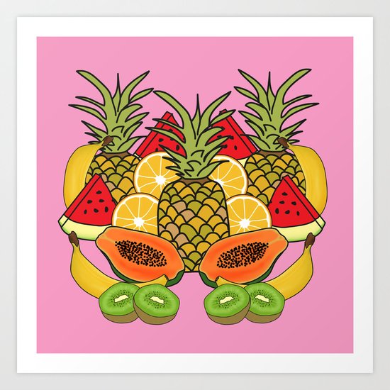 Pink Tropical Fruit Art Print