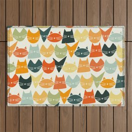 Jelly Cats Hand Drawn Vintage Light Outdoor Rug