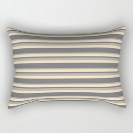 [ Thumbnail: Dim Grey, Dark Grey, and Beige Colored Stripes Pattern Rectangular Pillow ]