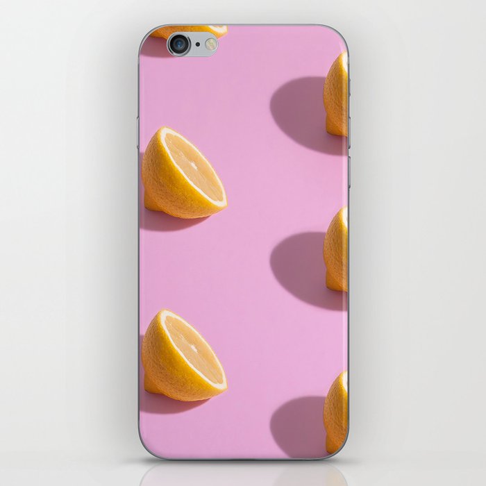 Summer Lemons, Blush Pink Background iPhone Skin