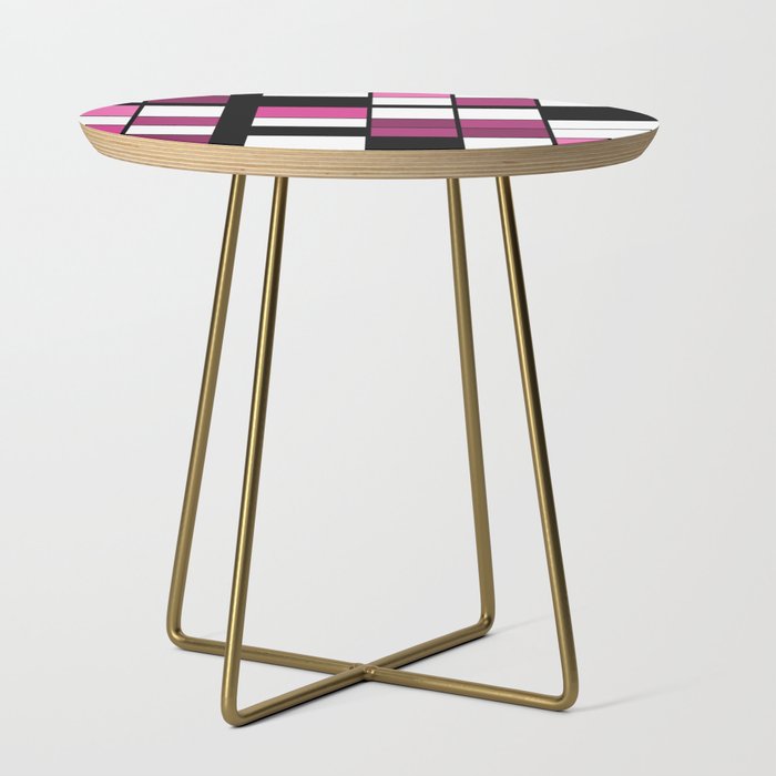 De Stijl Style Geometrical Art Magenta Side Table