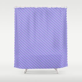 [ Thumbnail: Powder Blue & Purple Colored Stripes Pattern Shower Curtain ]