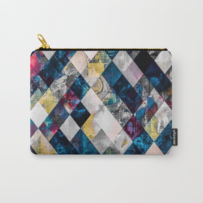 geometric pixel square pattern abstract background in blue pink Carry-All Pouch