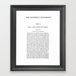 The Brothers Karamazov Fyodor Dostoevsky First Page Framed Art Print