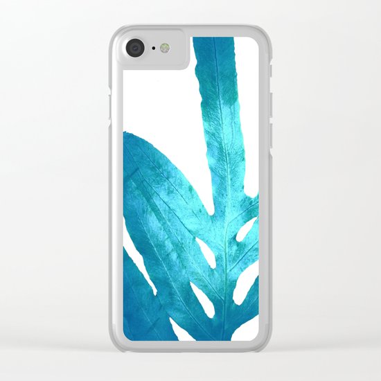 Ocean Blue Fern Clear iPhone Case