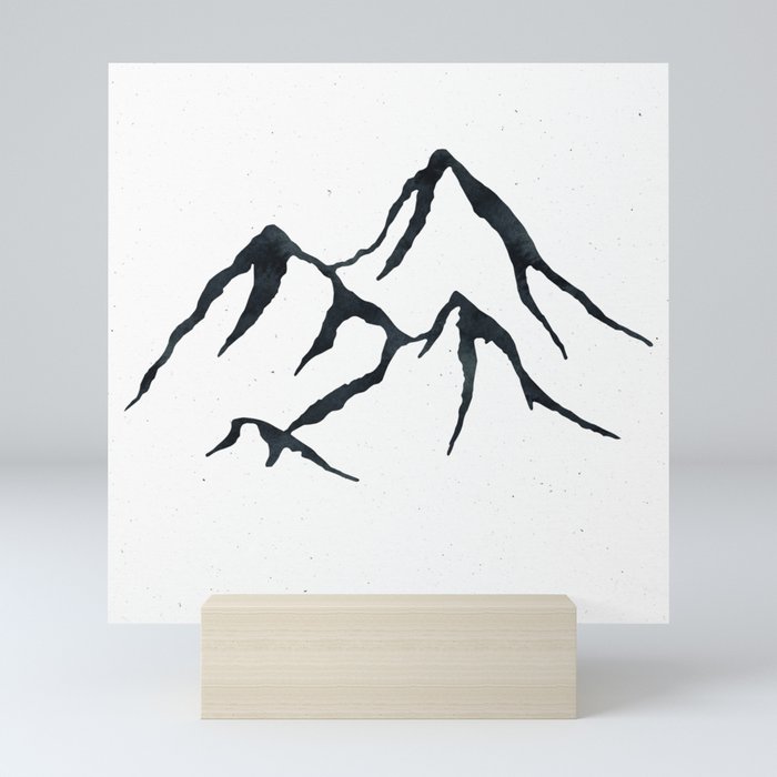 MOUNTAINS Black and White Mini Art Print