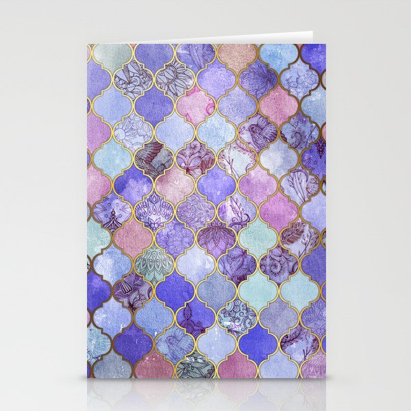 Royal Purple, Mauve & Indigo Decorative Moroccan Tile Pattern Stationery Cards