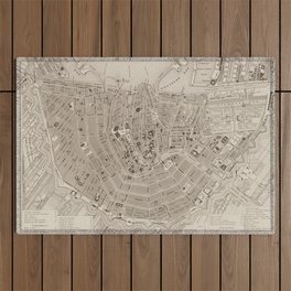 Vintage Map of Amsterdam (1847) Outdoor Rug