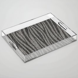 Zebra Print Grey Glitter Acrylic Tray