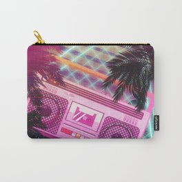 Funky 80s pink boombox with palm trees Carry-All Pouch