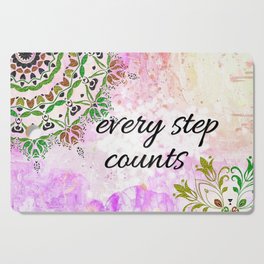 Every Step Counts - inspirational quote, good vibes with mandalas Cutting Board