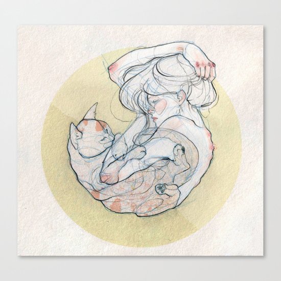 The lady and the cat. Canvas Print