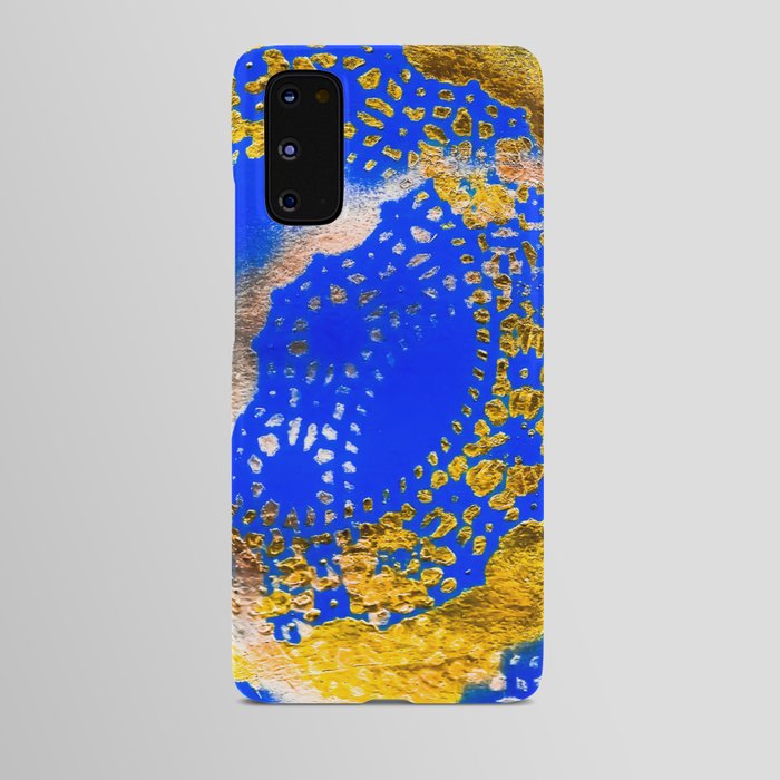 Royal Blue and Gold Abstract Lace Design Android Case
