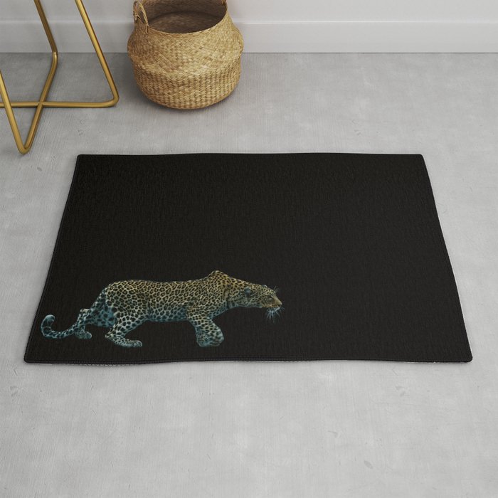 Leopard sneaking up Rug