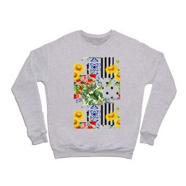 Italian,Sicilian art,patchwork,summer Flowers Crewneck Sweatshirt