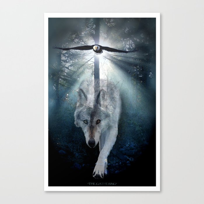 The Gathering - Wolf and Eagle Canvas Print