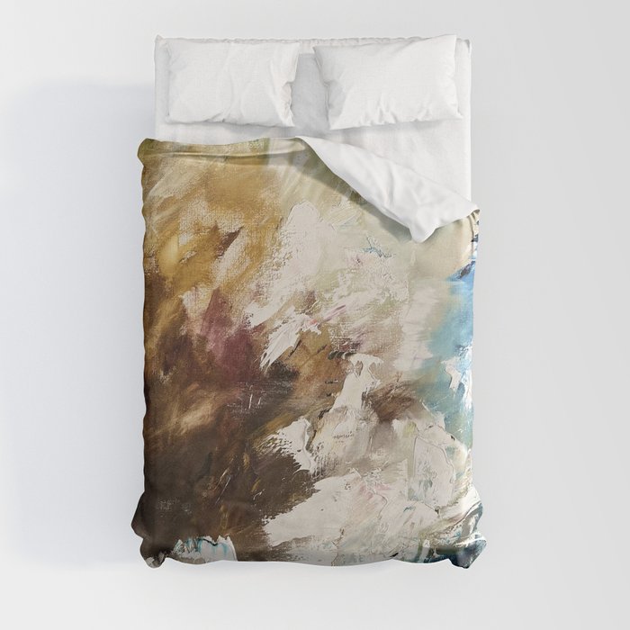 Gorgeous abstract white flower. Lush peony in the twilight evening garden. Duvet Cover