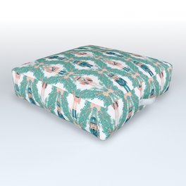 Rosegold and teal Nutcracker pattern Outdoor Floor Cushion