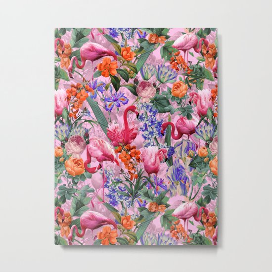 Floral and Flemingo VI pattern Metal Print