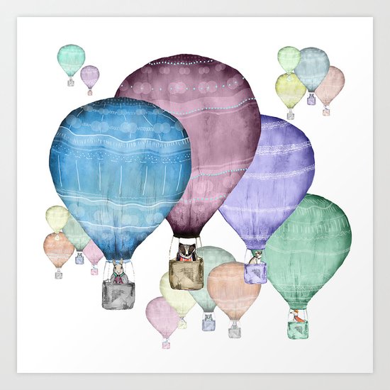 Balloons and animals! Art Print