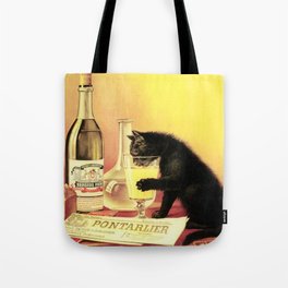 Absinthe Bourgeois Black Cat Vintage Tote Bag