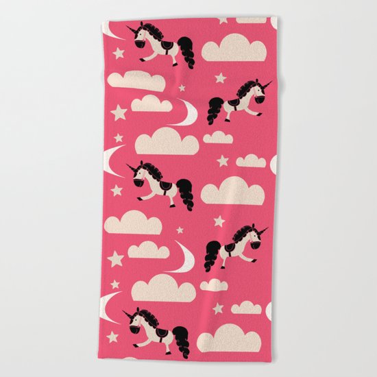 Unicorn pink Beach Towel