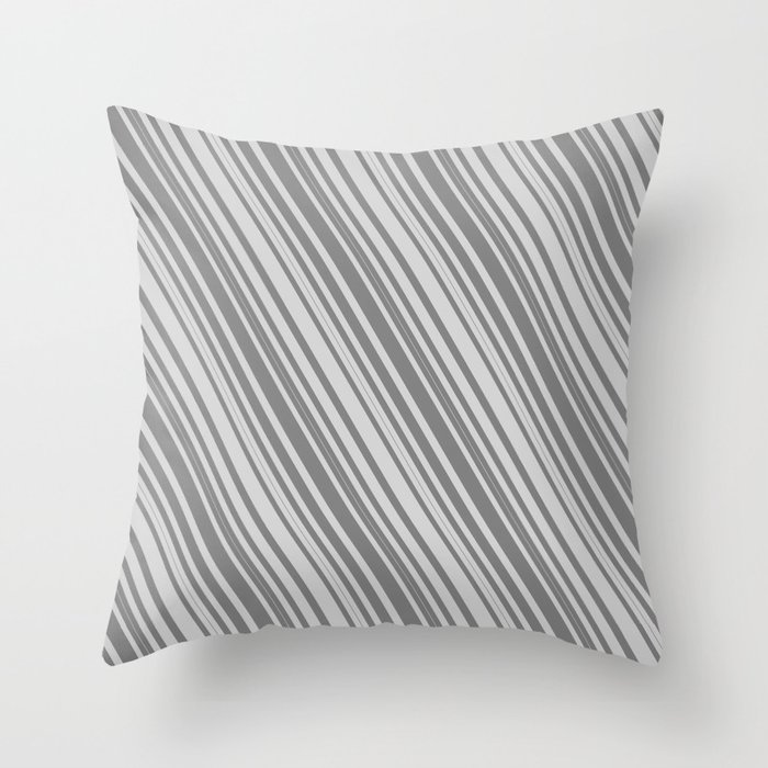 Grey & Light Gray Colored Stripes/Lines Pattern Throw Pillow