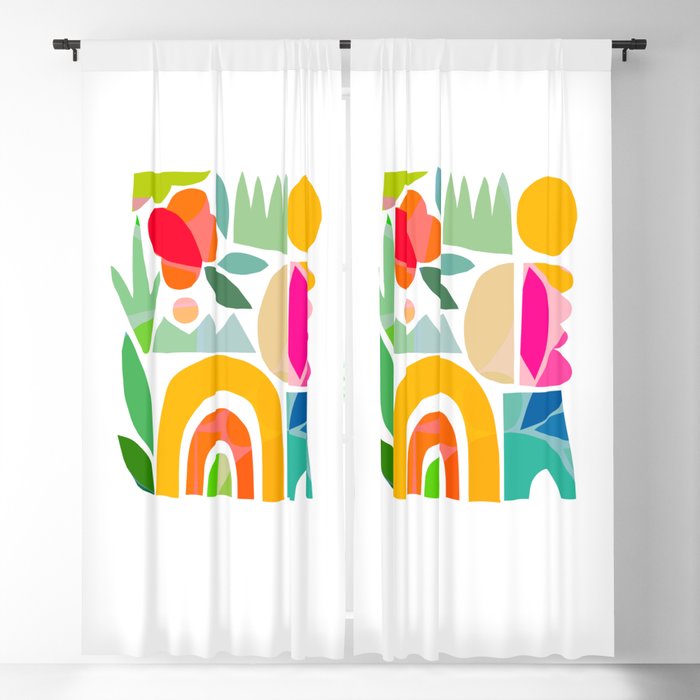 Playful Nature with Rainbow Collage Blackout Curtain