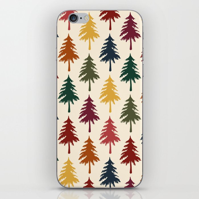 Colorful retro pine forest 7 iPhone Skin
