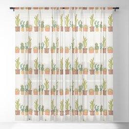 Hedgehog and Cactus (incognito) Sheer Curtain