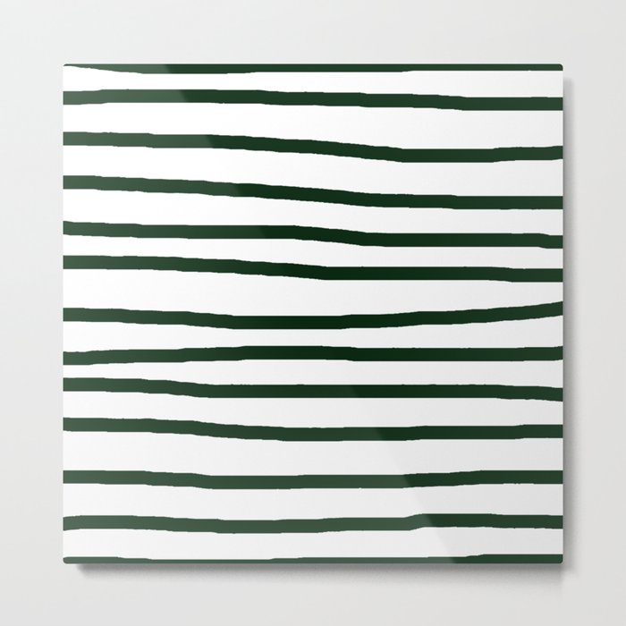 Simply Drawn Stripes in Pine Green Metal Print