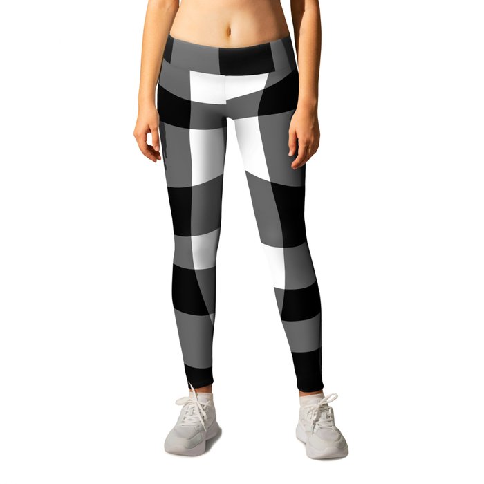 Warped Checkered Gingham Pattern (black/white) Leggings