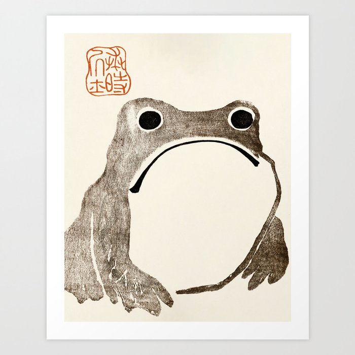 Unimpressed Frog Meika Gafu by Matsumoto Hoji 1814 - Frog Art Print