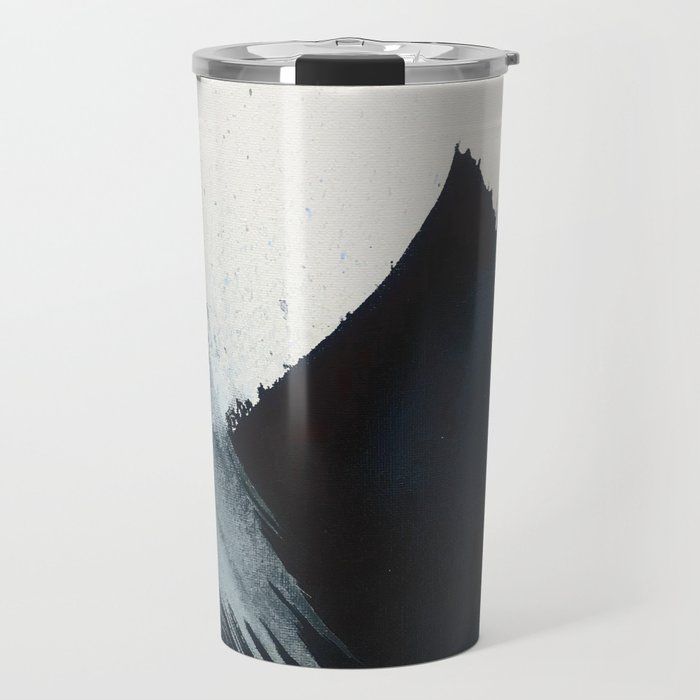 Like A Gentle Hurricane: a minimal, abstract piece in blues and white by Alyssa Hamilton Art Travel Mug