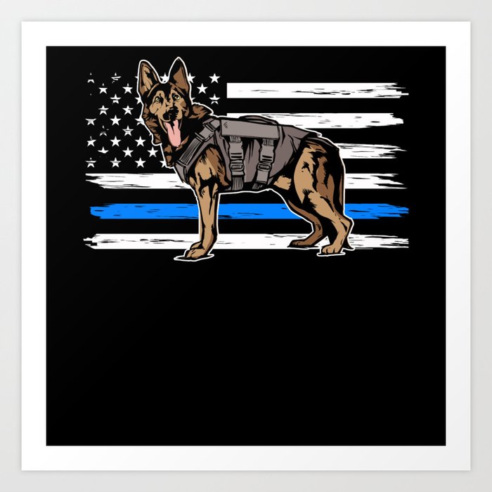 Thin Blue Line K9 Dog Law Enforcement Police Dog Art Print