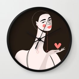 Girl With Pink Heart Wall Clock