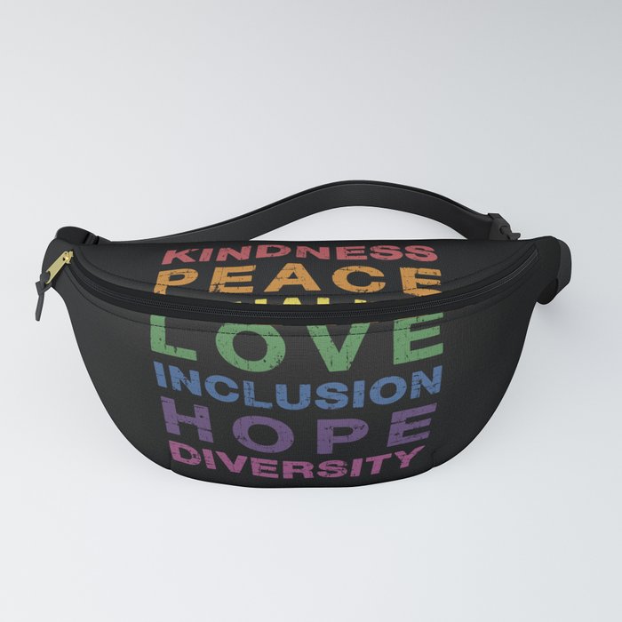 Kindness peace equality rainbow flag for pride month Fanny Pack