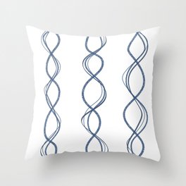 Blue on white waves simple pattern Throw Pillow